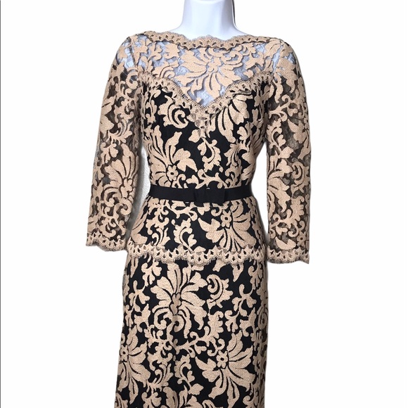 Tadashi Shoji Belted Embroidered Lace Gown - Picture 13 of 16